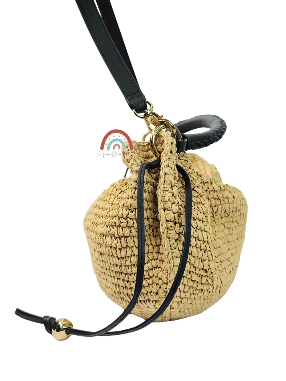Madewell The Camren Gathered Shoulder Bag in Natural Straw and Leather Trim - Picture 6 of 16